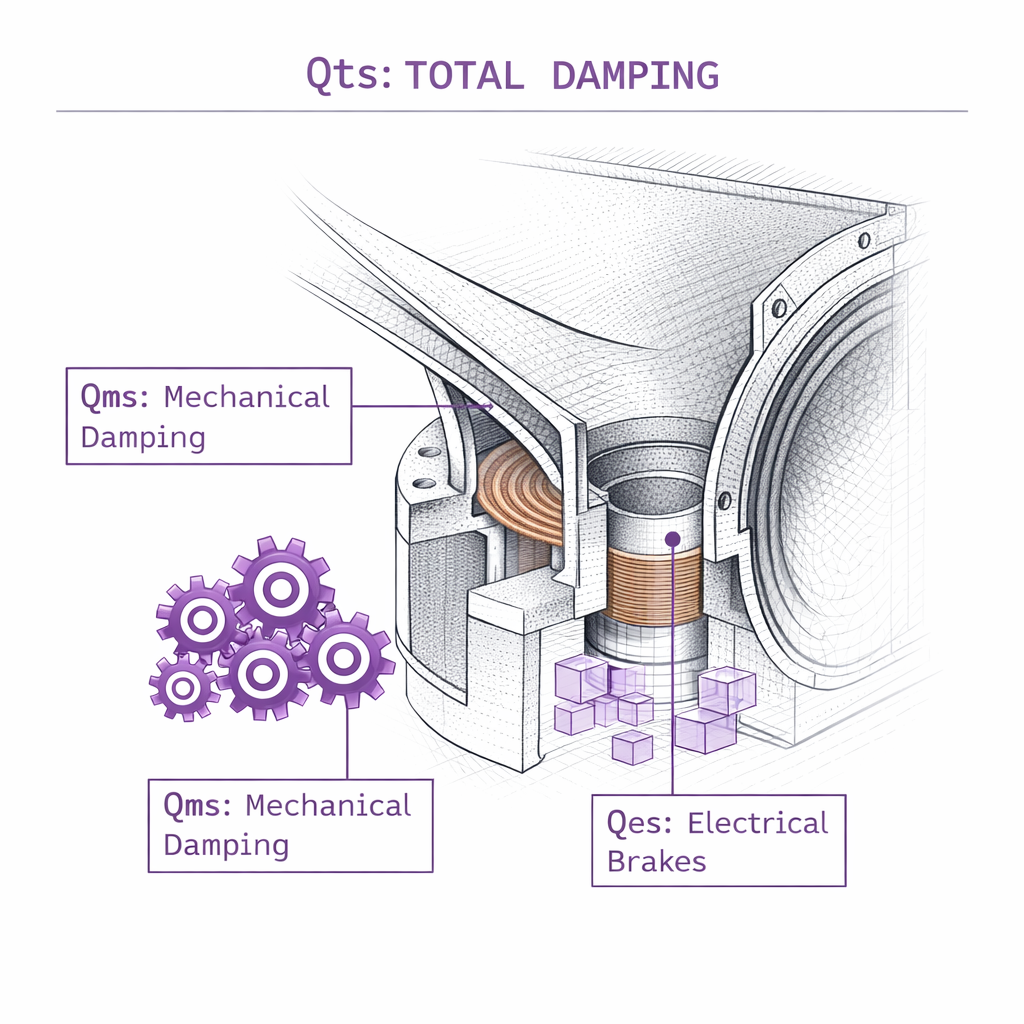 Diagram showing Qts with mechanical and electrical damping