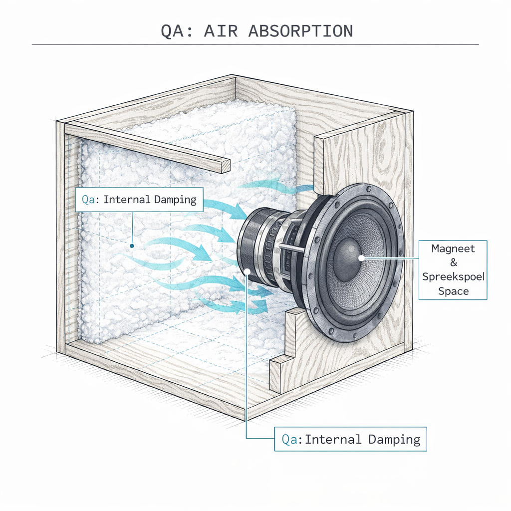 Interior box damping with polyfill illustrating Qa absorption