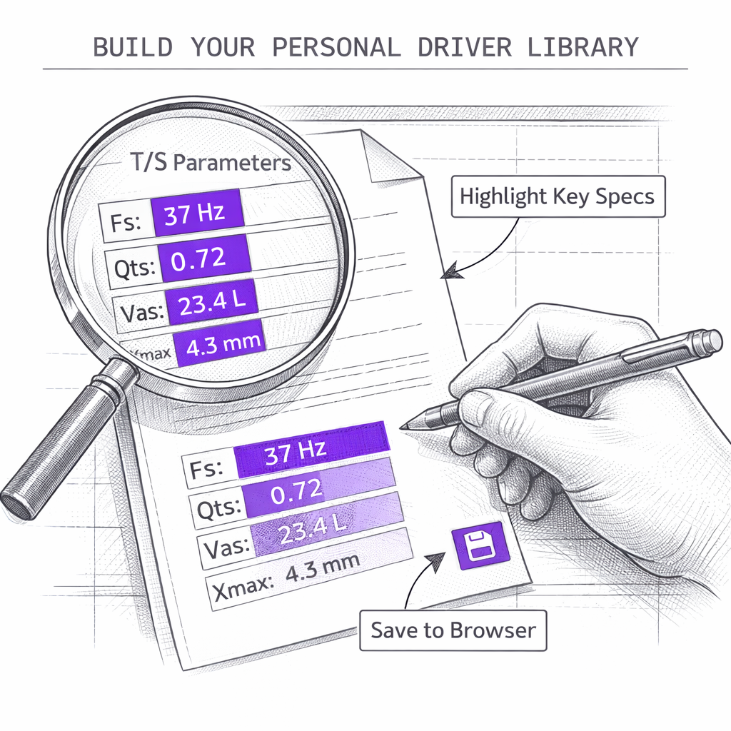 Illustration of a magnifying glass highlighting specs on a driver data sheet for saving