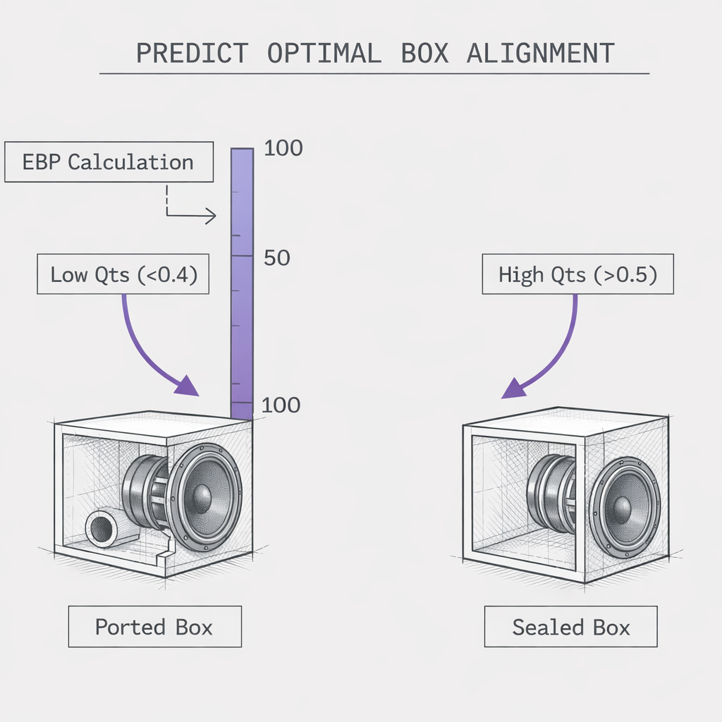 Diagram showing Qts determining sealed or ported box recommendations